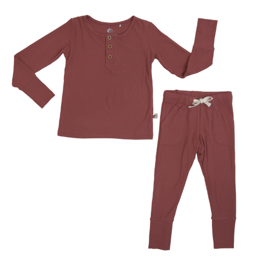 Dusk Red Ribbed PJ Set