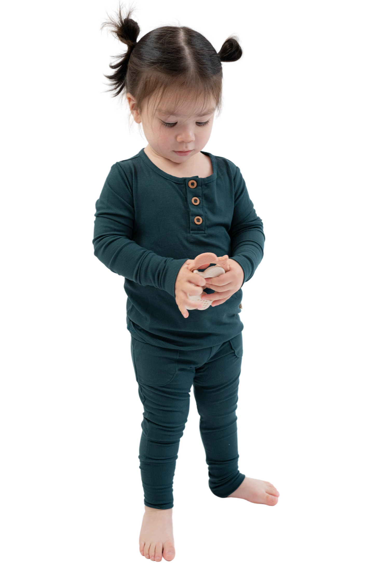 Forest Green Ribbed PJ Set