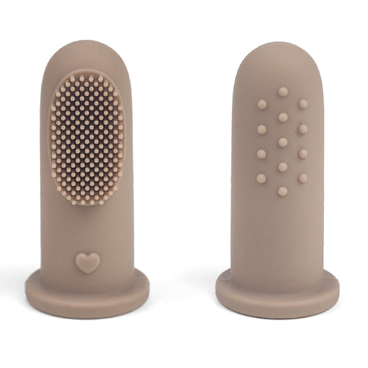Warm Taupe Silicone Finger Toothbrush set of two